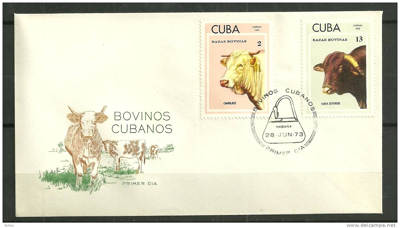 Cuba, Enveloppe Premier Jour N° 1679 à 1685 "Bovins Cubains" - FDC