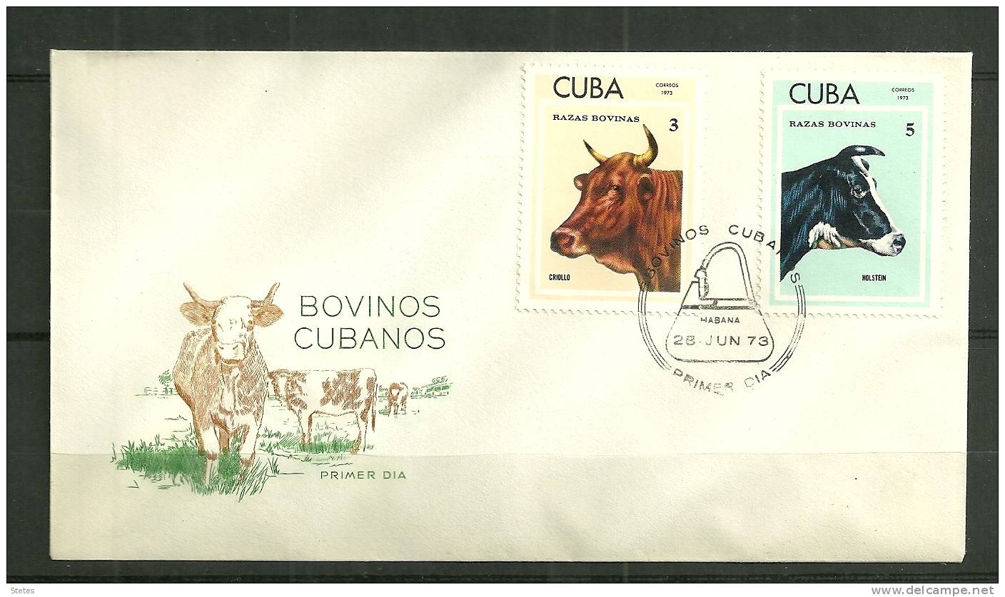 Cuba, Enveloppe Premier Jour N° 1679 à 1685 "Bovins Cubains" - FDC
