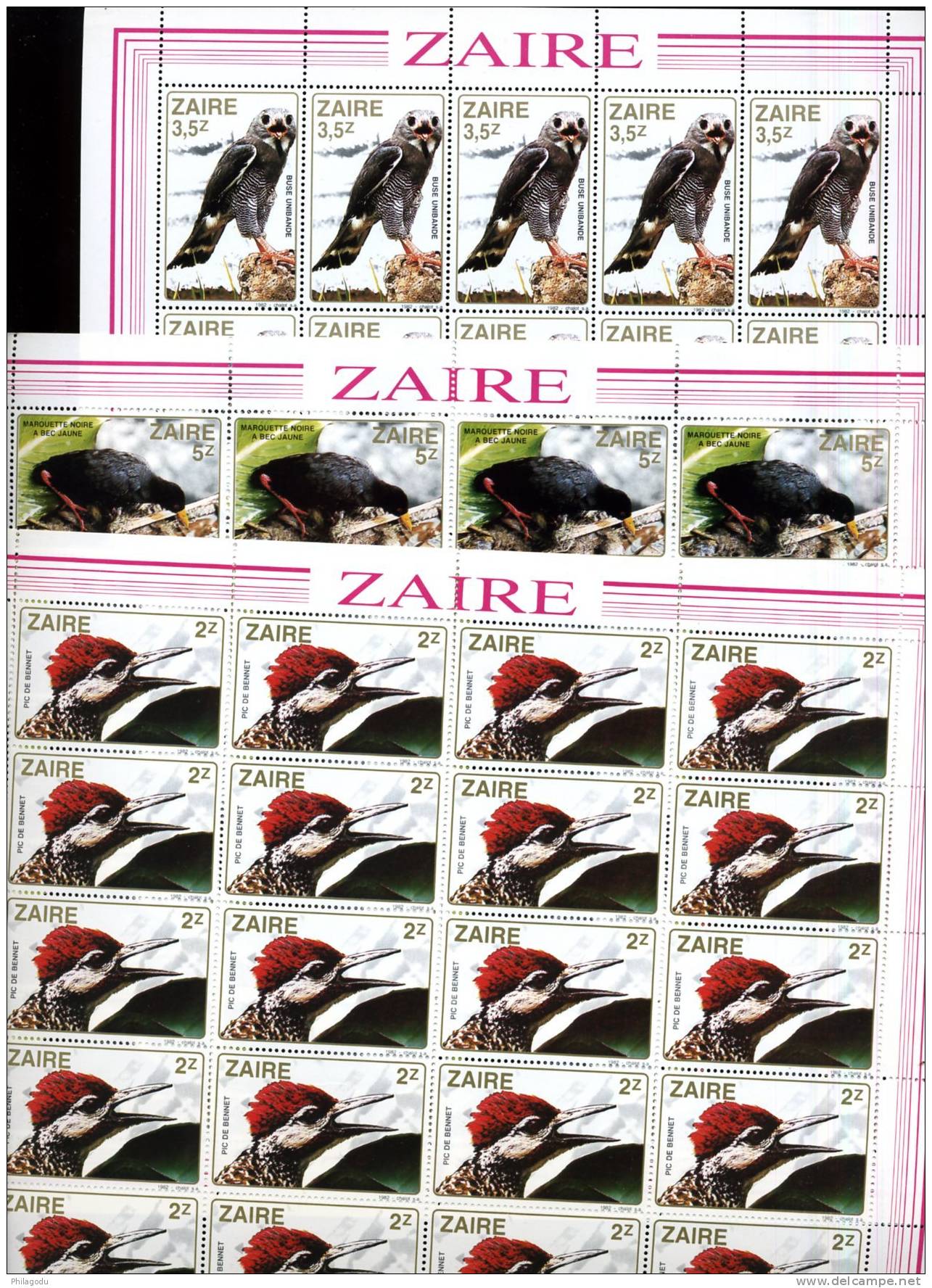 12/1982 Oiseaux Birds Ucelli Feuilles Complètes De 20 X 1170/1179  Cote 250 E - Ungebraucht