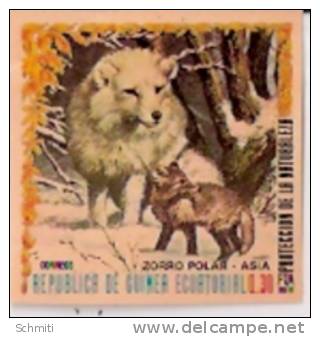 -VIGNETTE- Loup-2 Loups-Guinée équat.-Protection De La Nature-2 Loups- - Fantasy Labels