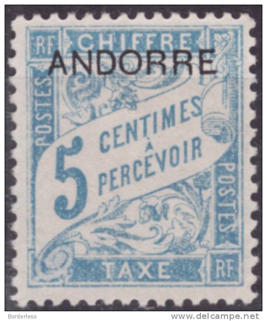 ANDORRE / FRANCE  /  1931  /  TAXE Y&T N°1 (*) NO GUM - Unused Stamps