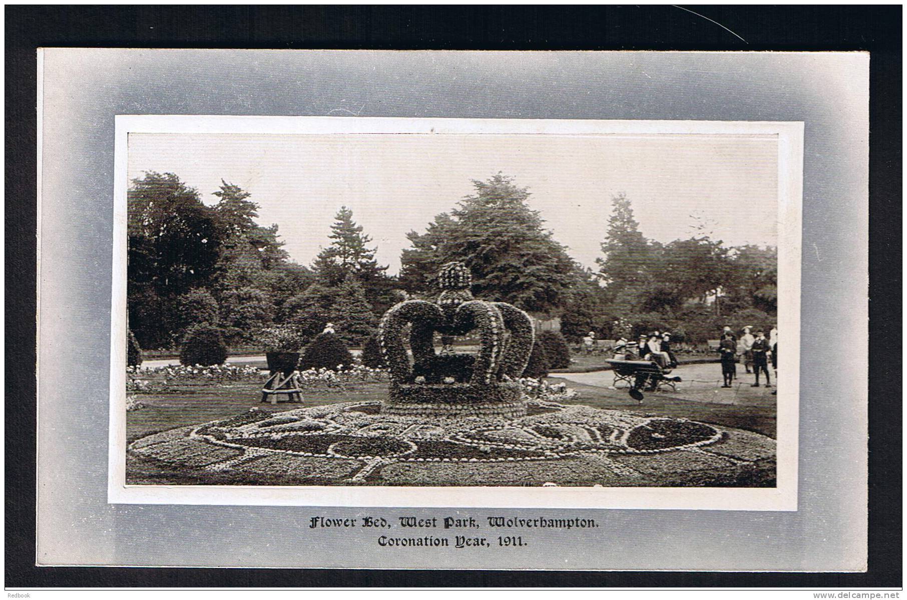 RB 741 - 1911 Postcard - Flower Bed - West Park Wolverhampton - Coronation Year - Staffordshire - Wolverhampton