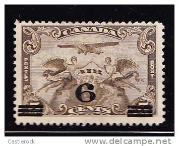 T)1932,CANADA,SCN C3,MNH,ALLEGORY OF FLIGHT,SURCHARGED 6C ON 5C BROWN OLIVER,PERF.12,CV 22. - Ungebraucht