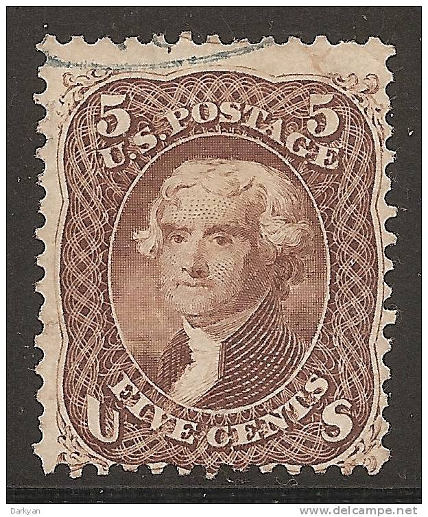 Etats-Unis (USA) 1863 - 5c Brun Jefferson - Sc#76 Cote 150$ - Usati