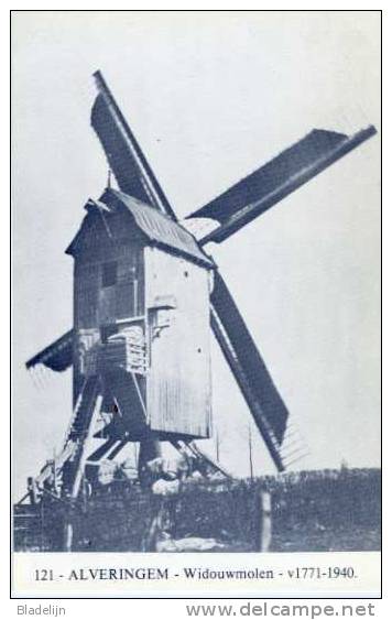 ALVERINGEM (W.Vl.) - Molen/moulin - Blauwe Postkaart Ons Molenheem Van De Verdwenen Widoumolen In Werking - Alveringem