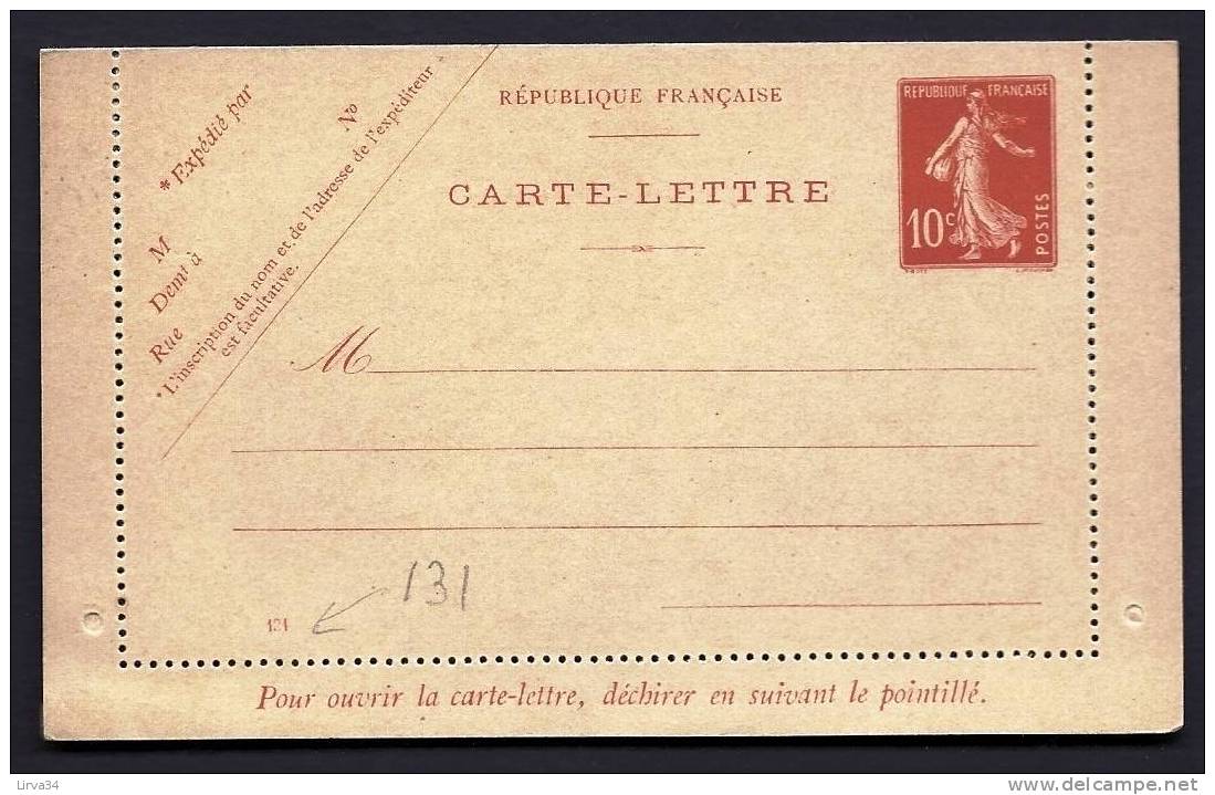 CPA  ANCIENNE- ENTIER-POSTAL FRANCE- CARTE-LETTRE NEUVE EN  PARFAIT ETAT- SEMEUSE 10c - Cartes-lettres