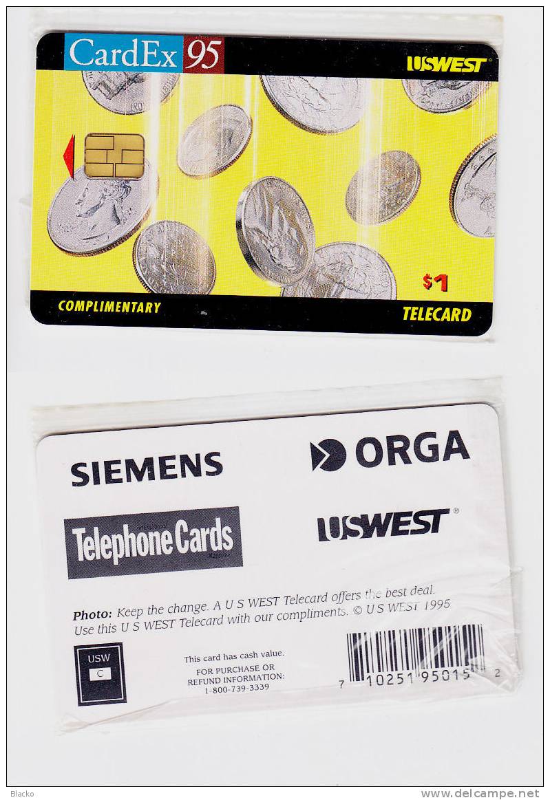 U.S. West - Cardex 95 Complimentary Card - Coins Dbz22 - [2] Chip Cards