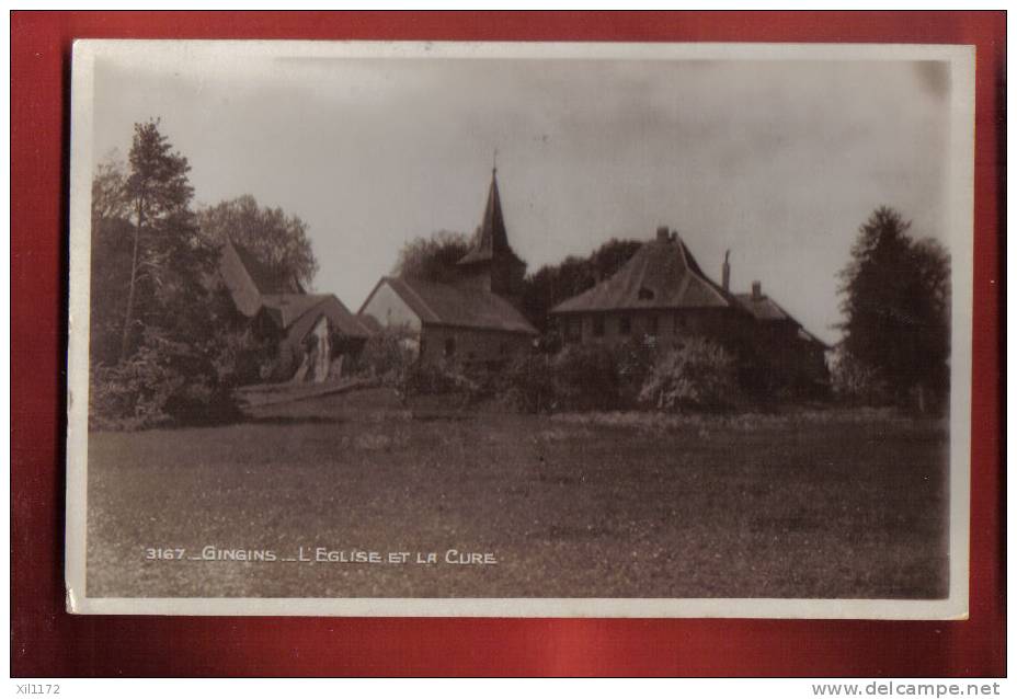 B006 Gingins L'Eglise Et La Cure. Cachet Gingins 1931 - Gingins