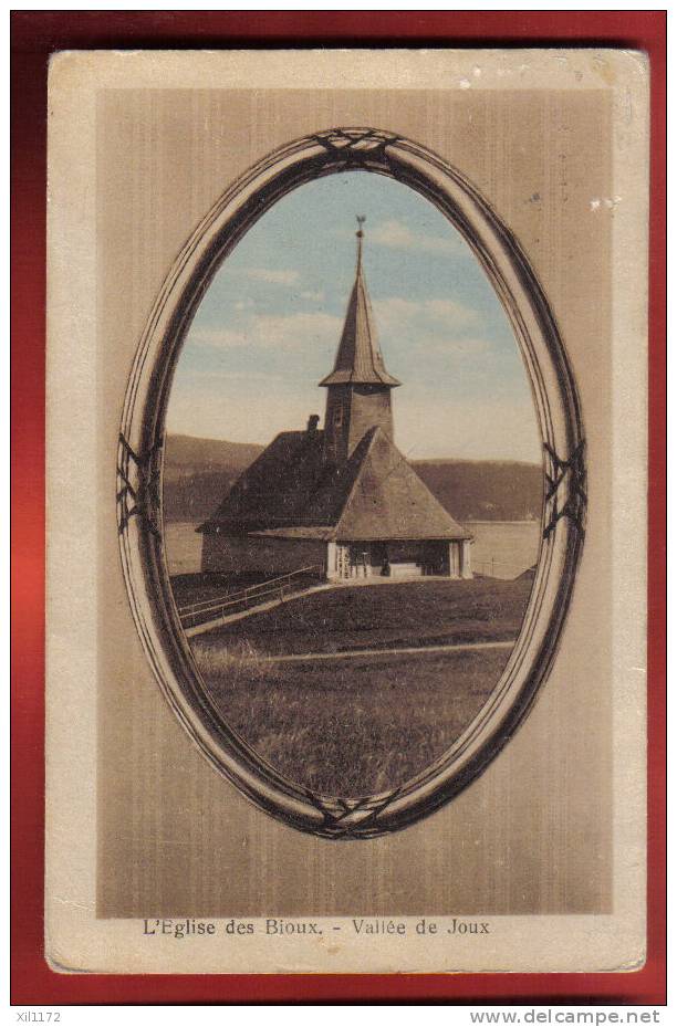 B026 Eglise Des Bioux Vallée De Joux.Cachet Moudon 1924. Chapallaz 1101 B - Moudon