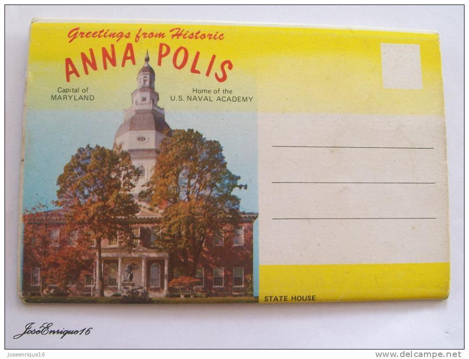 GREETINGS FROM HISTORIC ANNAPOLIS. CAPITAL OF MARYLAND. 14 VIEW FOLDER - Annapolis