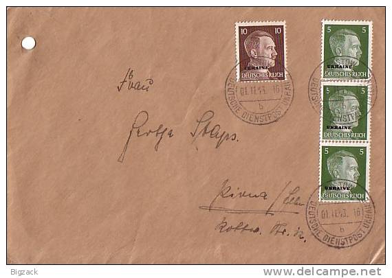 Ukraine Brief Mif Minr.3x 4,7 Rastow 1.11.43 - Besetzungen 1938-45