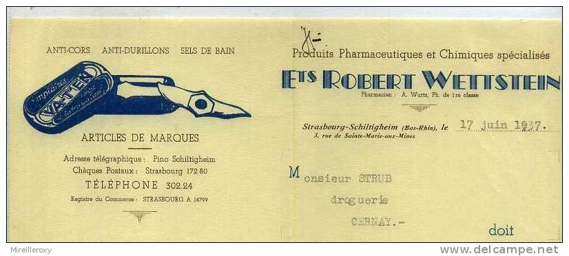 FACTURE ANTI CORS SELS DE BAIN ROBERT WETTSTEIN SCHILTIGHEIM - Droguerie & Parfumerie