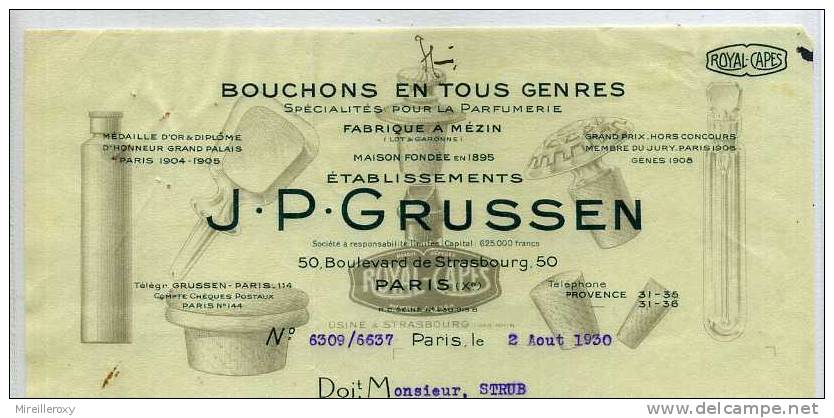 FACTURE BOUCHONS EN TOUS GENRES PARIS - Drogerie & Parfümerie