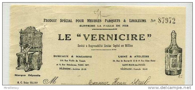 FACTURE CIRE MEUBLES PARQUETS ET LINOLEUMS LE VERNICIRE PARIS - Droguerie & Parfumerie