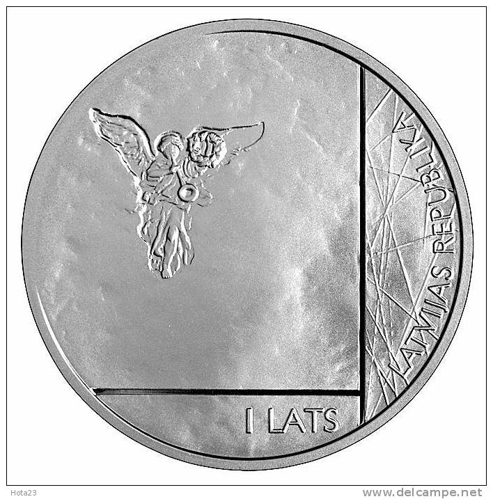 LATVIA Silver Coin 2011 Riga Cathedral , Angel, Proof - 1 Lats - Latvia