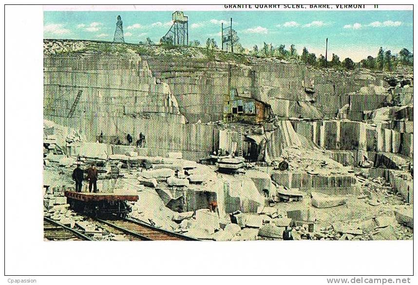 BARRE-VERMONT- GRANITE QUARRY SCENE- 1933- Publisched By C.W HUGHES-PAYPAL FREE - Barre