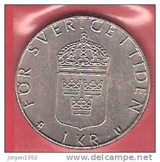 SWEDEN # 1 KR.  KOBBERNIKKEL FROM YEAR 1977 - Suède