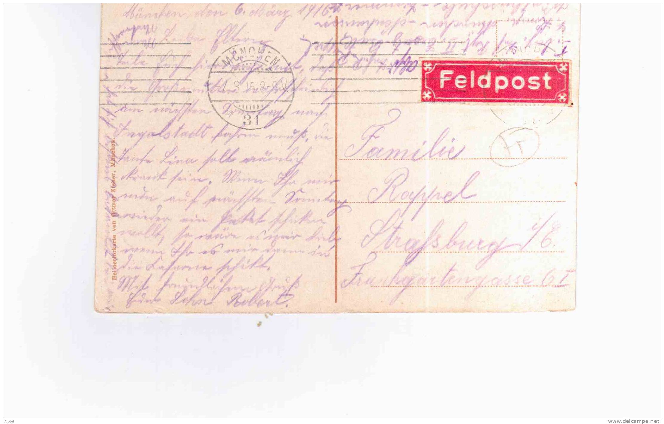 ALEMANIA 1916 TRAJETA CON FRANQUICIA MILITAR DE LA PRIMERA GUERRA MUNDIAL - Prima Guerra Mondiale