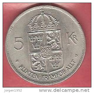 SWEDEN # 5 KR.  KOBBERNIKKEL FROM YEAR 1972 - Suecia