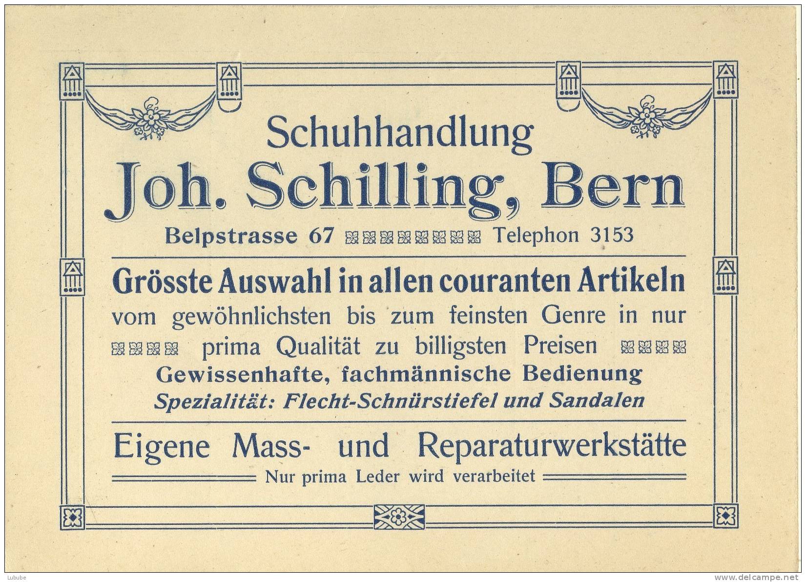 Schuh Handlung Joh.Schilling, Bern      1917 - Suisse