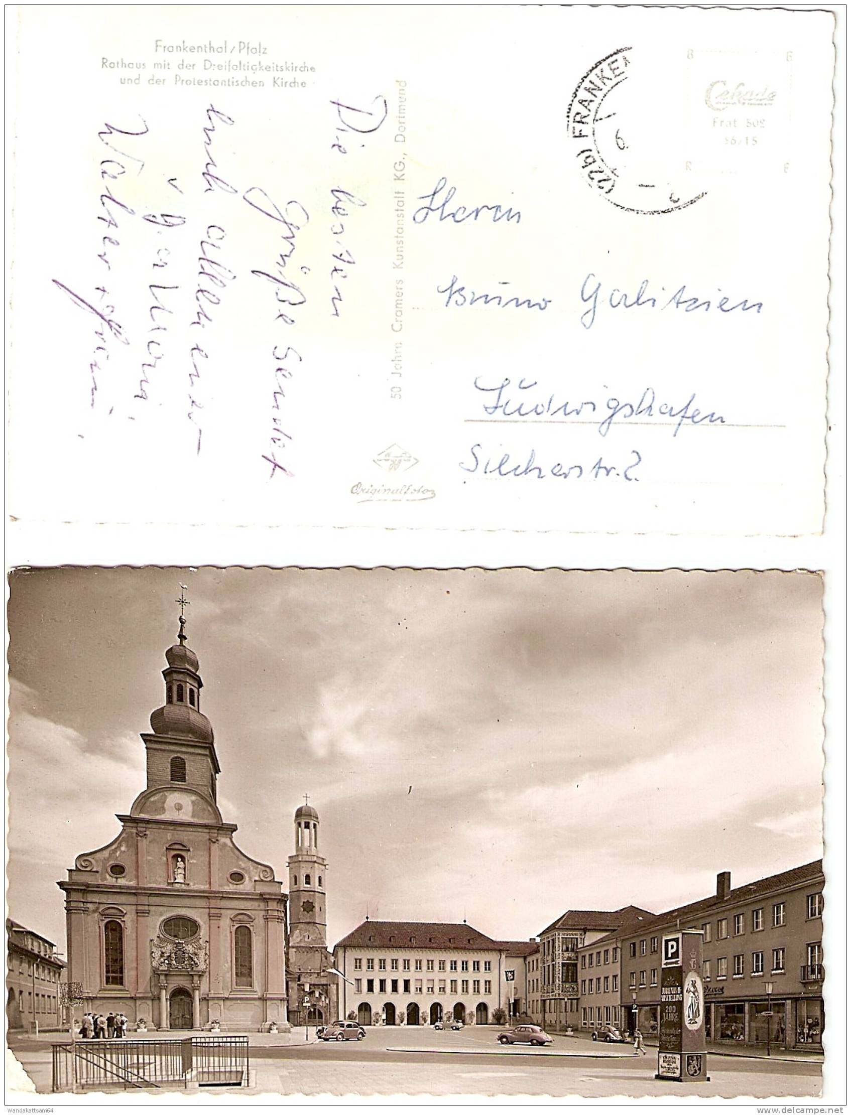 AK 5025615 Frankenthal/Pfalz Rathaus Mit Der Dreifaltigkeitskirche Und Der Protestantischen Kirche VW-Käfer 6. (22b) FRA - Frankenthal