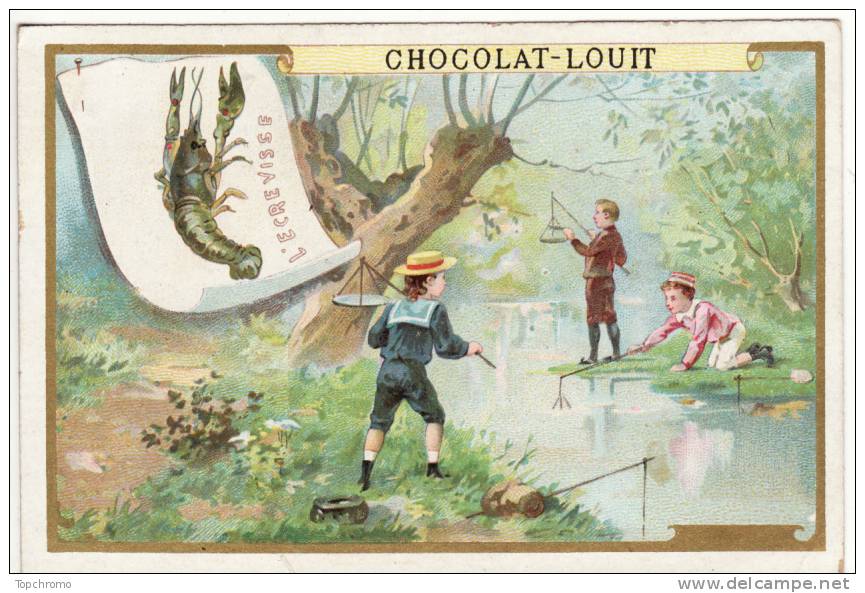 CHROMO Chocolat Louit L'écrevisse Pêche Rivière Enfants - Louit
