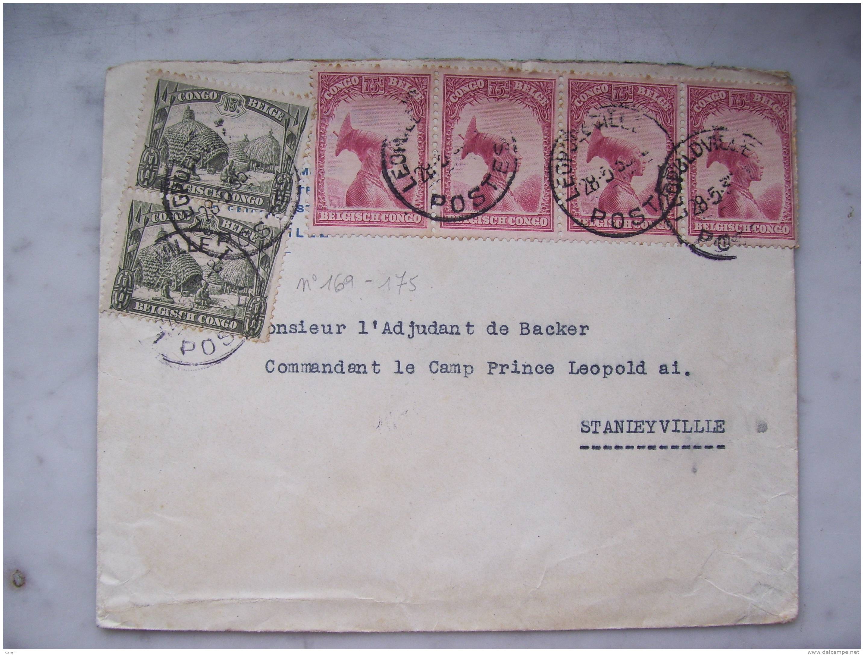 Lettre Pour STANLEYVILLE ( Avec 2 X 169 & 4 X 175 ) Verso Avec Cachet SILVADES - Storia Postale