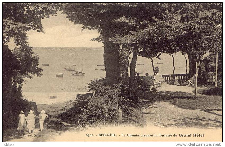 BEG MEIL Le Chemin Creux Et La Terrasse Du Grand Hôtel - Beg Meil