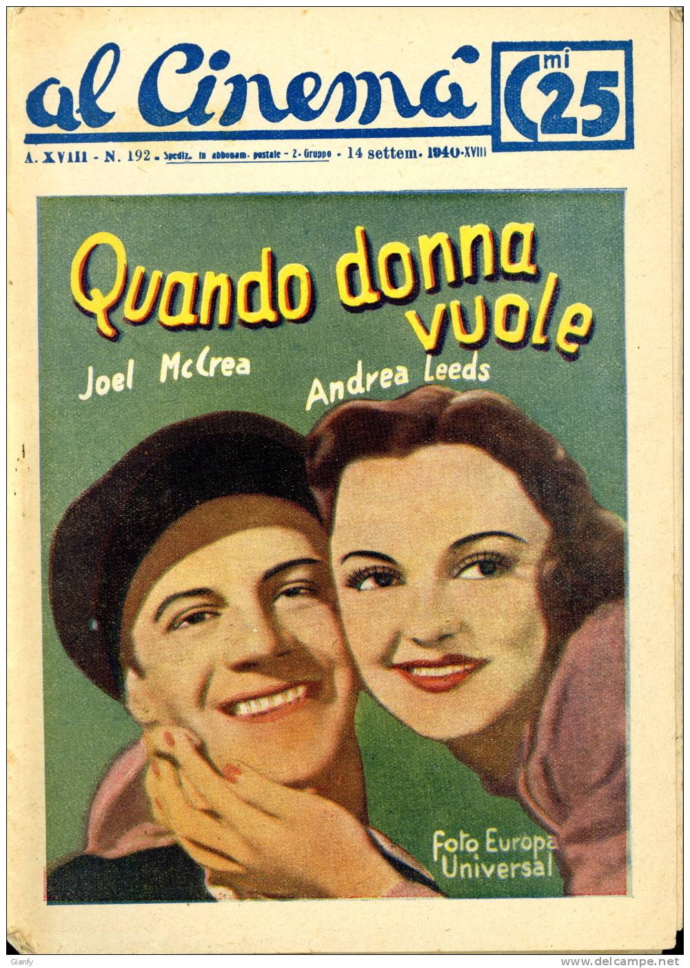 AL CINEMA QUANDO DONNA VUOLE 1940 - Cine
