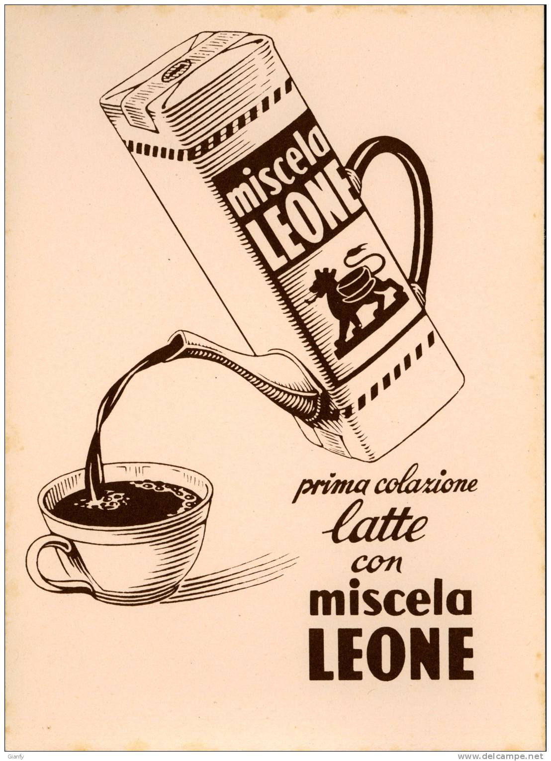 CARTA ASSORBENTE PUBBLICITA' MISCELA LEONE ANNI '40 - Caffè & Tè