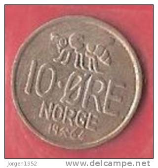 NORWAY   # 10 ØRE KOBBERNIKKEL FROM YEAR 1964 - Norvège
