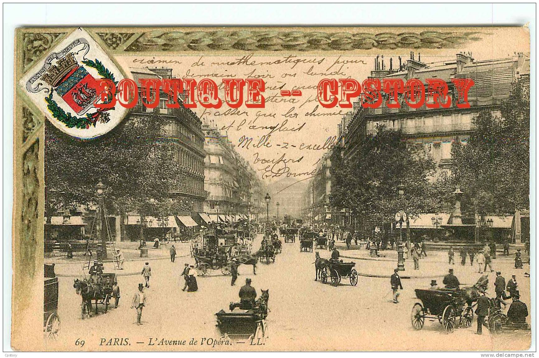 75002 - PARIS - Avenue De L'Opéra - Attelage - Blason Héraldique - Ecusson - Dos Scané - Arrondissement: 02