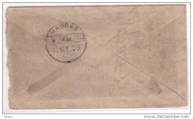 India Edward Half Anna Cover, Postal Stationery Used 1909 - 1902-11 King Edward VII