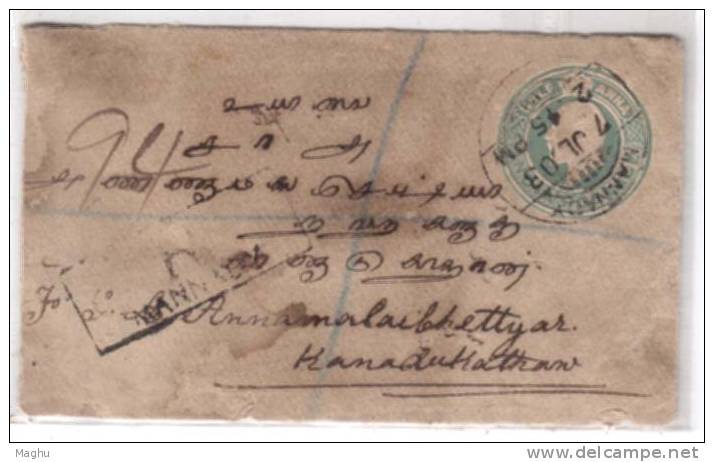 India   Edward Half Anna Cover Registered , Postal Stationery Used 1903 - 1902-11  Edward VII