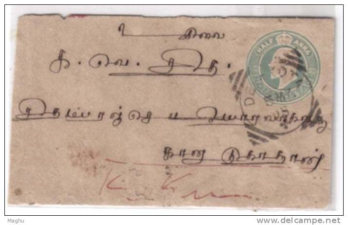 India   Edward Half Anna Cover , Postal Stationery Used 1905 - 1902-11 Koning Edward VII