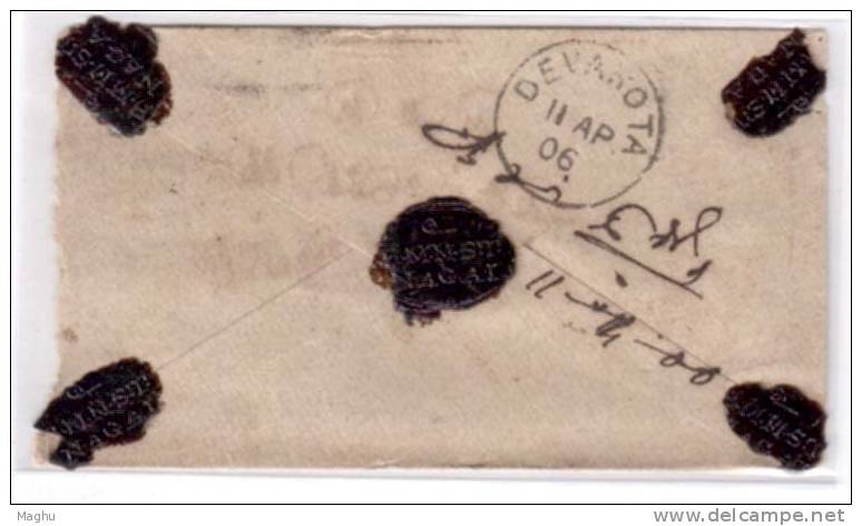 India Registered  Edward Half Anna Cover Uprated , Postal Stationery Used 1906, CDS  Vallipalayam - 1902-11 King Edward VII