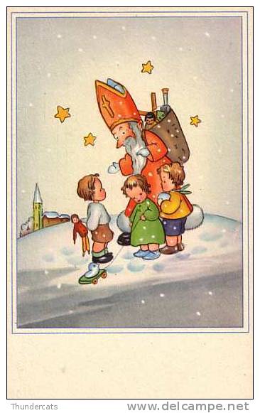 CPA ILLUSTRATEUR DESSIN ENFANT ** ARTIST DRAWN CARD CHILD ** ST SAINT NICOLAS SINTERKLAAS SANTA CLAUS ** COLOPRINT - Autres & Non Classés