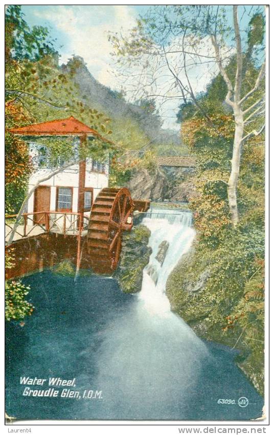 (875) Very Old Isle Of Man Postcard - Water Wheel - Isla De Man