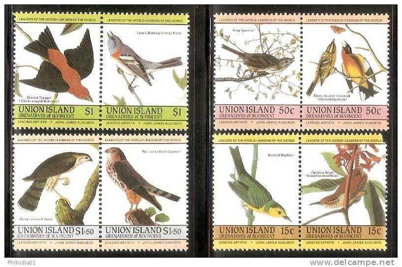 Grenadines Of St. Vincent  - Union Island 1985 J. Audubon's Birds Paintings Sc 186-89 8v MNH # 1381 - Spechten En Klimvogels