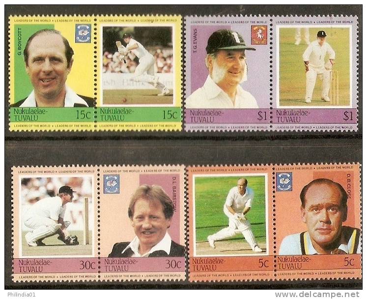 Tuvalu - Nukulaelae 1985 Famous Cricket Player Sport 8v MNH # 3154 - Cricket