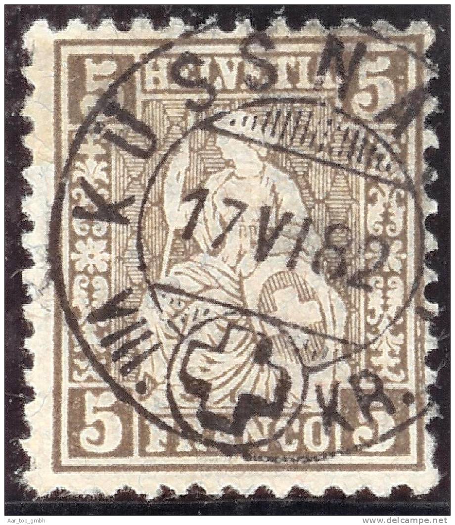 Heimat ZH Küssnacht 1882-06-17 Vollstempel Auf Zu#45 Faserpapier Sitzende Helvetia Bedarfsstempel - Gebraucht