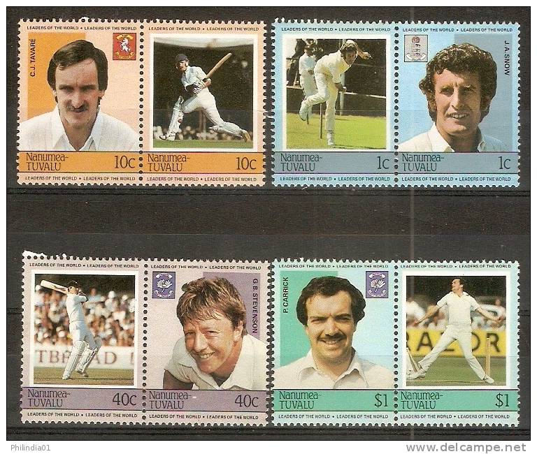 Tuvalu - Nanumea 1985 Famous Cricket Players 8v MNH # 3262 - Cricket