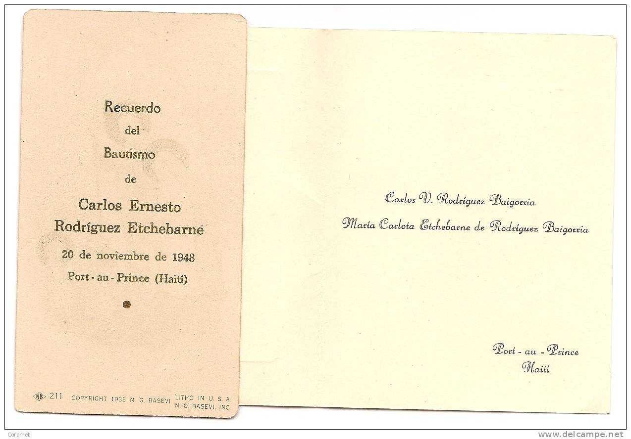 ARGENTINA - 1948 INVITACION BAUTISMO De CARLOS ERNESTO RODRIGUEZ ETCHEBARNE En HAITI -Hijo Embajador RODRIGUEZ BAIGORRIA - Andere & Zonder Classificatie