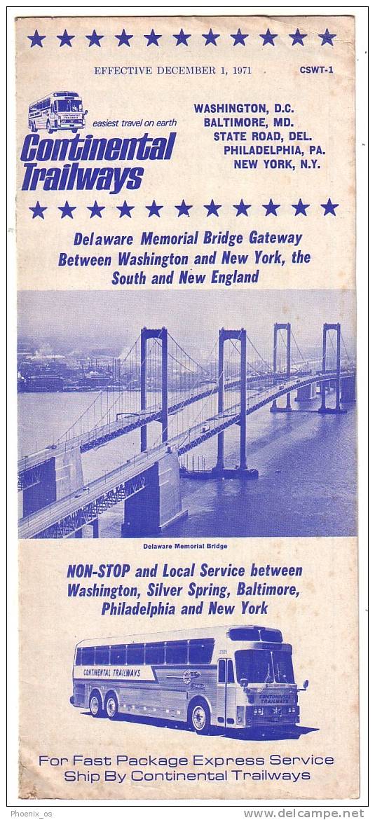 UNITED STATES - Bus, Continental Trailways, Year 1971 - Monde