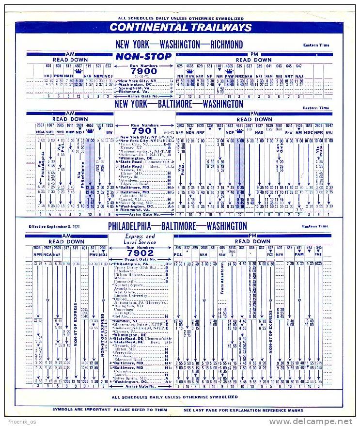 UNITED STATES - Bus, Continental Trailways, Year 1971 - Welt