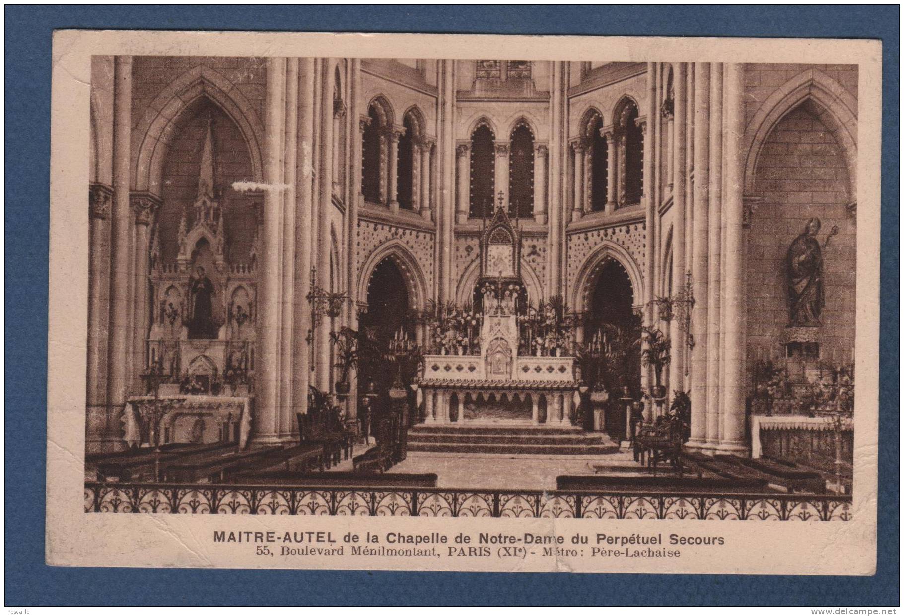 75 - CP MAITRE AUTEL DE LA CHAPELLE DE NOTRE DAME DU PERPETUEL SECOURS  55 Bd MENILMONTANT PARIS XIe METRO PERE LACHAISE - District 11