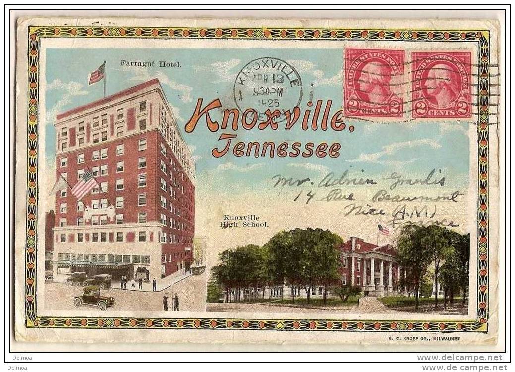 Carte Lettre KNOXVILLE With 16 Vues Inside School, Bank, Railway, Court House,Post Office, University, Masonic Temple - Knoxville