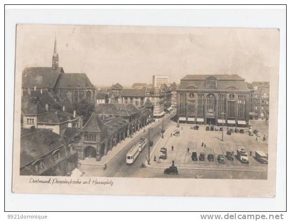 Dortmund Hansaplatz Mit Propsteikirche Foto-Karte Mit TRAM - Old Cars  ... - Dortmund