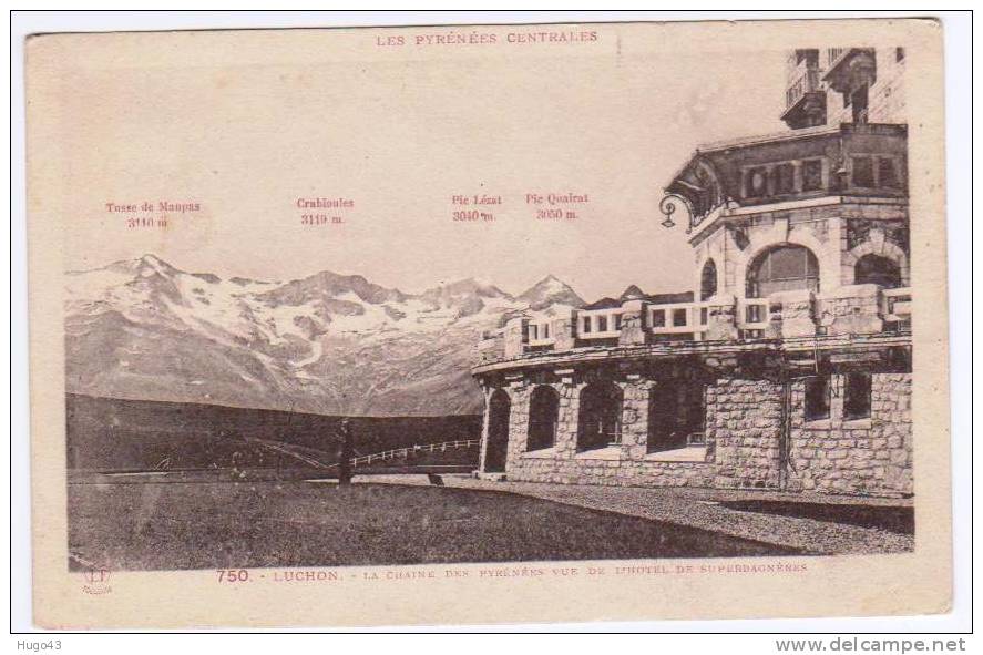 LUCHON - LA CHAINE DES PYRENNEES VUE DE L' HOTEL DE SUPERBAGNERES - Superbagneres