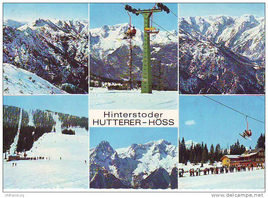 300zl: Oberösterreich 1973, AK Mit Sessellift 4573 Hinterstoder, Schigebiet Hutterer- Höss, Gelaufen - Funicular Railway